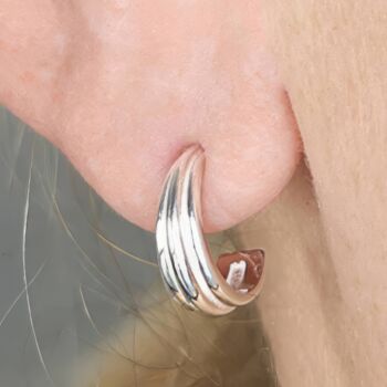 Sterling Silver Graduated Hoop Earrings, 2 of 4