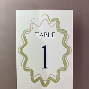 Modern, Fun, Wavy Colourful Table Numbers, 3 of 6