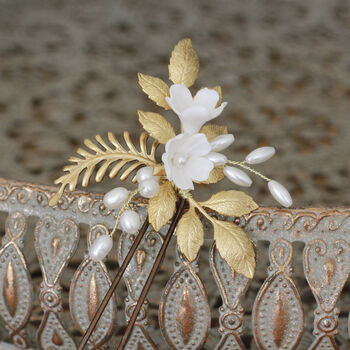 Freshwater Pearl Gold Hair Pin, 3 of 5