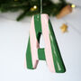 Personalised Dusky Pink And Sage Green Stripe Hanging Letter, thumbnail 1 of 4