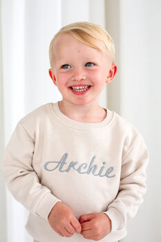 Child's Personalised Embroidered Italic Name Sweatshirt Jumper, 2 of 11