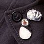 Inky Pigeon Eco Wooden Pin Brooch, thumbnail 8 of 8