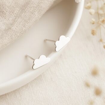 Sterling Silver Cloud Stud Earrings – 6mm, 2 of 9