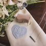 Something Blue Personalised Initials And Date Heart Embroidered Cloth Patch, thumbnail 3 of 3