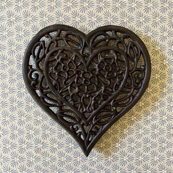 Cast Iron Recipe Book Stand And Heart Trivet Set, 9 of 10