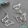 Sterling Silver Monarch Butterfly Dangly Earrings, thumbnail 3 of 5