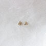 9ct Solid Gold Rosa Triad Stone Dainty Stud Earring, thumbnail 4 of 6
