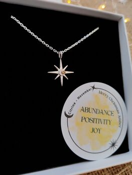 Handmade Sterling Silver North Star Birthstone Christmas Necklace: November Birthstone, 2 of 12