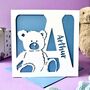Papercut Teddy Bear Personalised New Baby Card, thumbnail 1 of 7