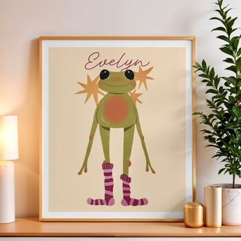 Happiest Frog | Personalised Art Print For Children, 3 of 9