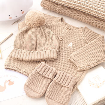 New Baby Boy Blanket, Cardigan, Hat And Mittens Gift Set, 4 of 12