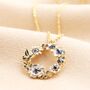 Blue White And Gold Circle Bee And Flower Necklace, thumbnail 1 of 2