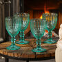 Luxury Turquoise Footed Glass Wine Goblets, thumbnail 1 of 9