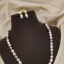 Large White Grey Round Oval Pearl Necklace And Earring Set, thumbnail 7 of 8
