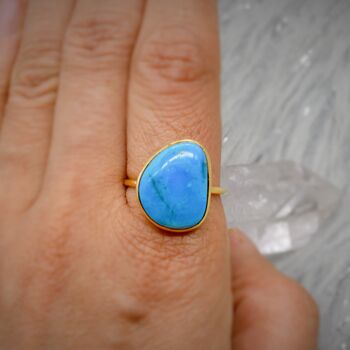 Gold Plated Silver Turquoise Ring: December Birthstone, 6 of 9