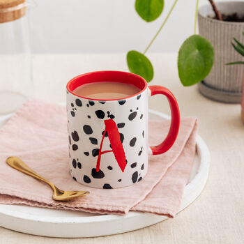 Dalmatian Spotty Printed Initial Ceramic Mug, 2 of 6