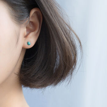 Sterling Silver Tiny Blue Ladybird Stud Earrings, 2 of 6