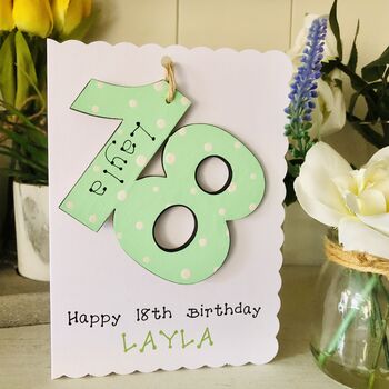 Personalised 18th Birthday Card Wooden Number Gift, 6 of 12