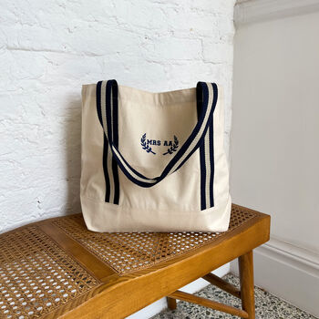 Personalised Embroidered Varsity Wreath Boat Bag, 4 of 4