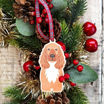 Cocker Spaniel Dog Hanging Wooden Christmas Decoration, 3 of 6