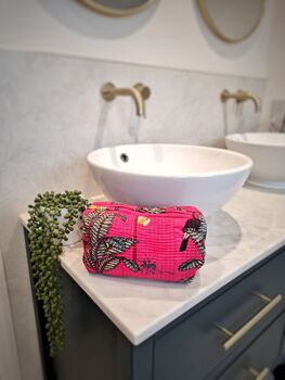 Set Of Three Quilted Cotton Cosmetic Bags Jungle, 7 of 9