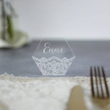 Personalised Wedding Place Setting Hexagons, 2 of 4