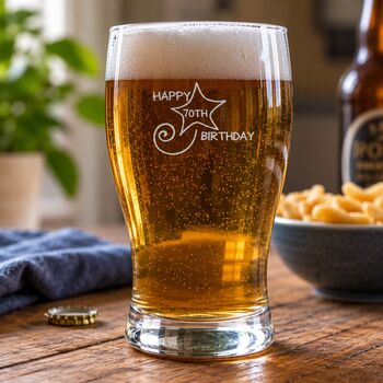 70th Birthday Gift Shooting Star Engraved Pint Glass, 4 of 10