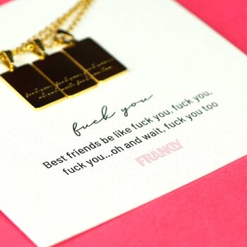 Fuck You Three Pc 18k Gold Plated Friendship Necklace, 4 of 11