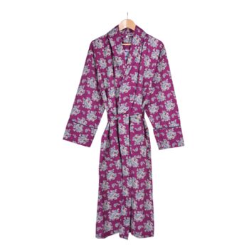 Lightweight Cotton Dressing Gown Gatsby Paisley Wine, 2 of 4