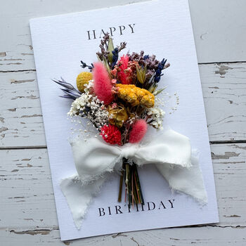 Happy Birthday Dried Flower Bunch Greetings Card, 2 of 2