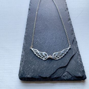 Double Guardian Angel Wing Necklace In Sterling Silver, 2 of 5