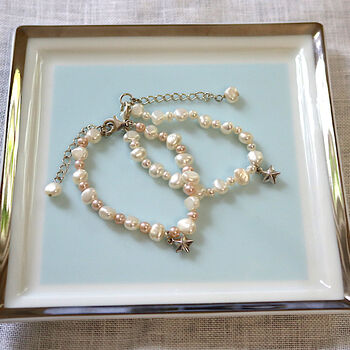 Girl's Freshwater Pearl Bracelet With Silver Star, 2 of 5
