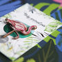 Inky Flamingo Eco Wooden Pin Brooch, thumbnail 5 of 6