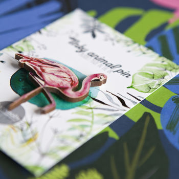 Inky Flamingo Eco Wooden Pin Brooch, 5 of 6