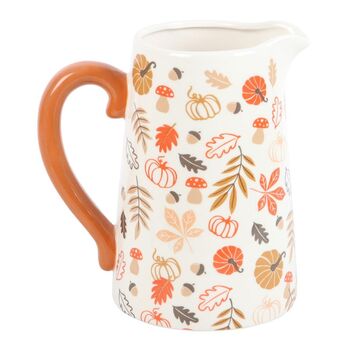 Autumn Leaves And Pumpkins Ceramic Flower Jug, 2 of 3