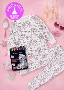 Princess Colour Me In Pyjamas With Pens, 2 of 8