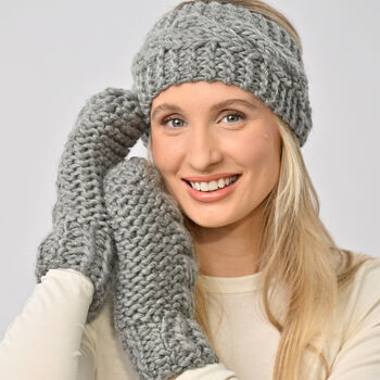 Cable Mittens And Headband Intermediate Knitting Kit, 2 of 7