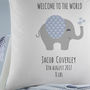 Personalised New Baby Elephant Cushion, thumbnail 3 of 4