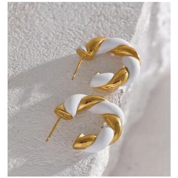 Monaco D’or Gold Twirl Ombré Hoop Charm Earrings, 4 of 5