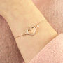 Double Sparkling Heart Personalised Bracelet, thumbnail 2 of 7