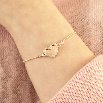Double Sparkling Heart Personalised Bracelet, 2 of 7