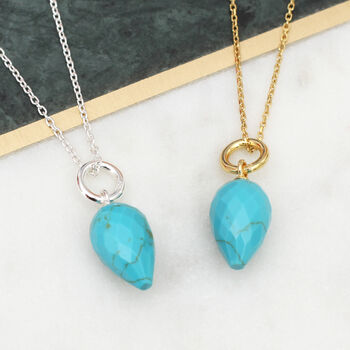 18ct Gold Plated Or Sterling Silver Turquoise Necklace, 2 of 5
