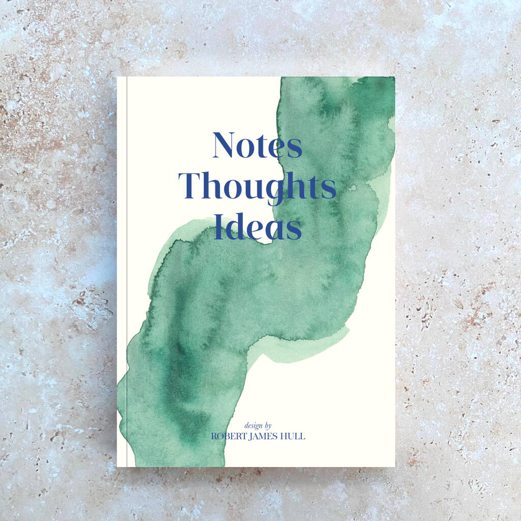 Notes Thoughts Ideas Emerald And Cream A5 Notebook, 1 of 2