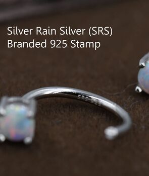 White Opal Huggie Hoop Earrings In Sterling Silver, 3 of 11