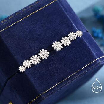 Daisy Flower Crawler Earrings In Sterling Silver, 3 of 9