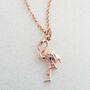 Rose Gold Flamingo Charm Necklace, thumbnail 2 of 4