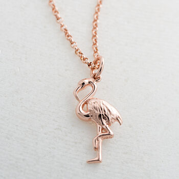 Rose Gold Flamingo Charm Necklace, 2 of 4