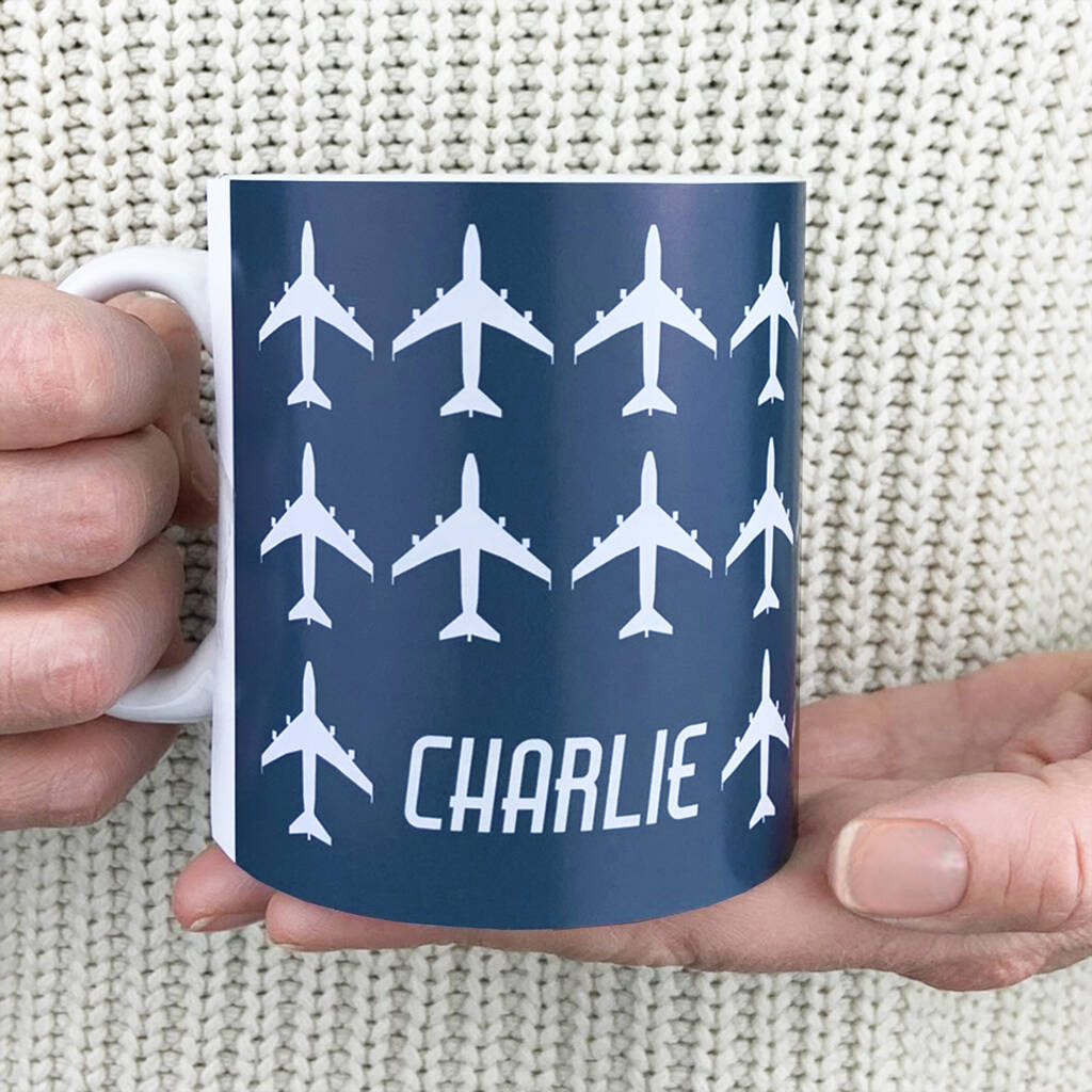 Personalised 'Plane' Mug In 40 Colours By A Piece Of