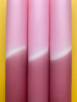 'Mulberry Coulis' Dip Dye Dinner Candles Trio, 4 of 6