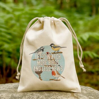'More Birds and Less News' Bird Feeding Gift Bag With Wild Bird Seed, 2 of 2